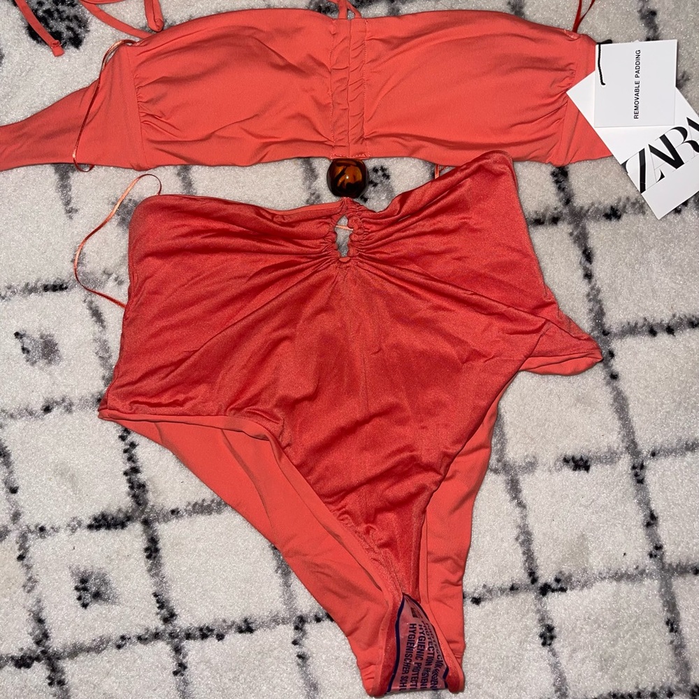 BEAD BANDEAU SWIMSUIT ZARA